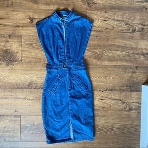 Cute vintage-inspired denim overall dress
